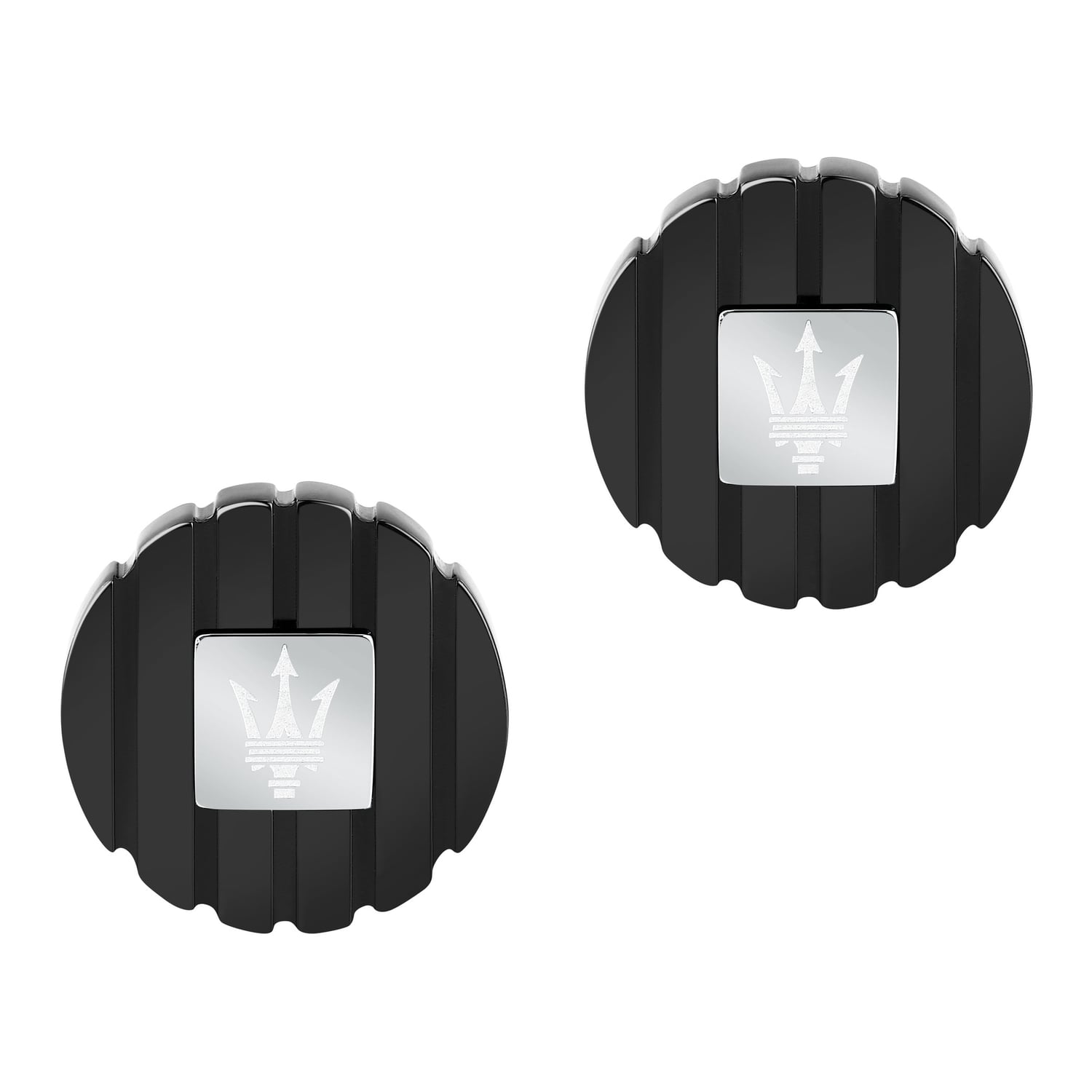 Gemelli Uomo Acciaio Maserati Logo Centrale Lucido Barre Laterali JM5249JD02